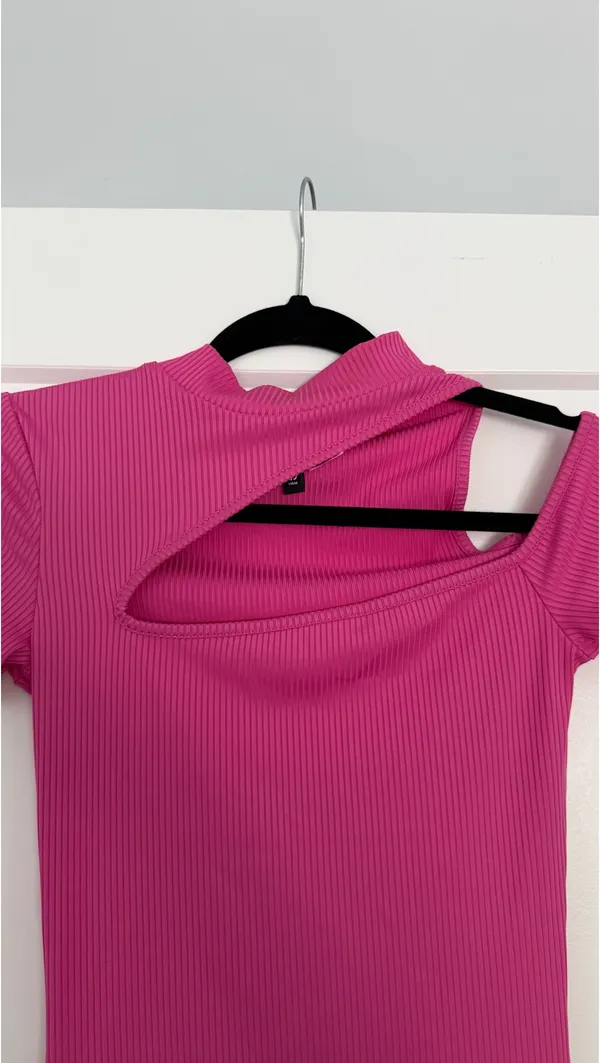 Hot Pink Cutout Mini Dress - Image 4