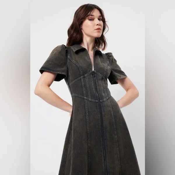 ELLIATT Matisse Denim Short Sleeve Midi Dress Black Size S NWT - Image 4