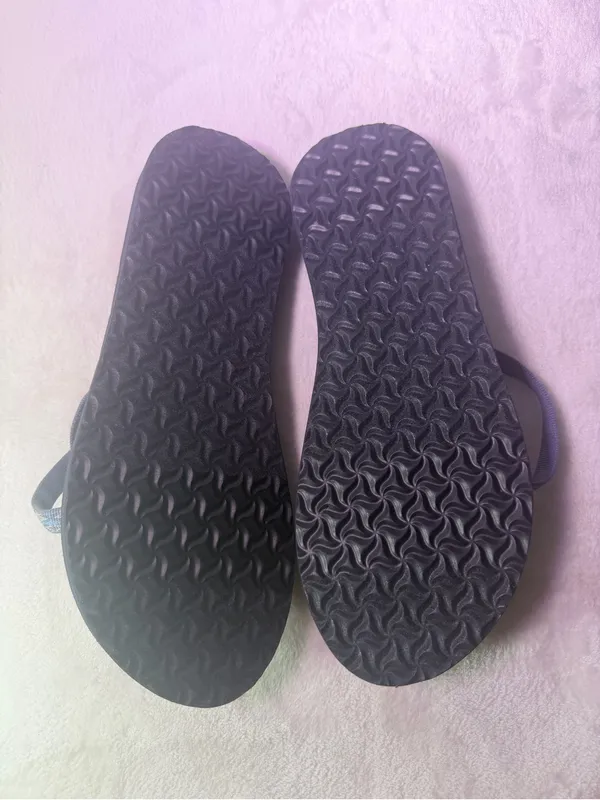 Teva Kids Navy Footbed Flip Flops with Blue Patterned Straps - Image 10