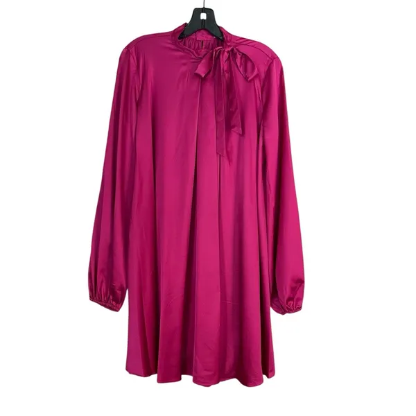 Mac Duggal NEW Size 8 Pink Magenta Long Sleeve Satin Cocktail Mini Dress 55968 - Image 6