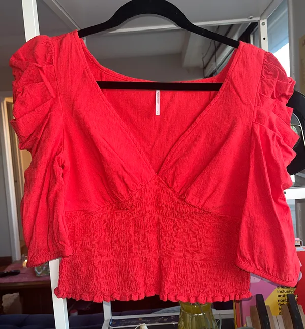 Free People Red Ruffled Blouse - Image 5
