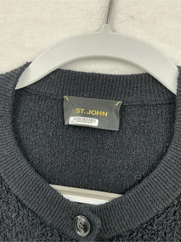 St. John Black Button-Front Knit Cardigan 1022 - Image 3