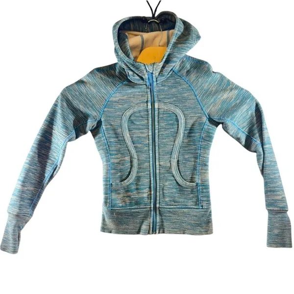 3025 | Lululemon Scuba Full Zip Space Dye Fleece Lined Hoodie Blue Women Size 2 - Image 2