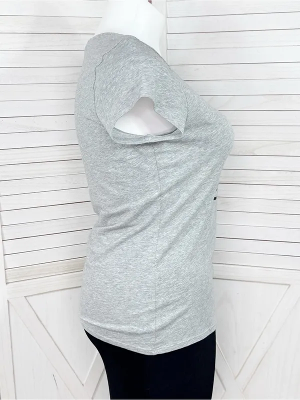 WHBM Studded High Heel Graphic Tee Shirt Grey Large Cap‎ Sleeve Casual Glam - Image 3