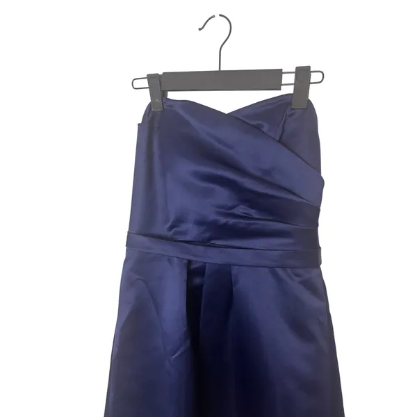 ABS by Allen Schwartz Navy Blue Strapless Satin Cocktail Dress Size 0 Prom HOCO‎ - Image 2