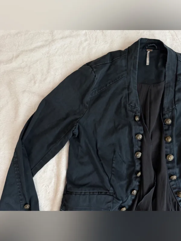 Free People Romantic Ruffles Jacket in Black Combo Size Small - Image 3