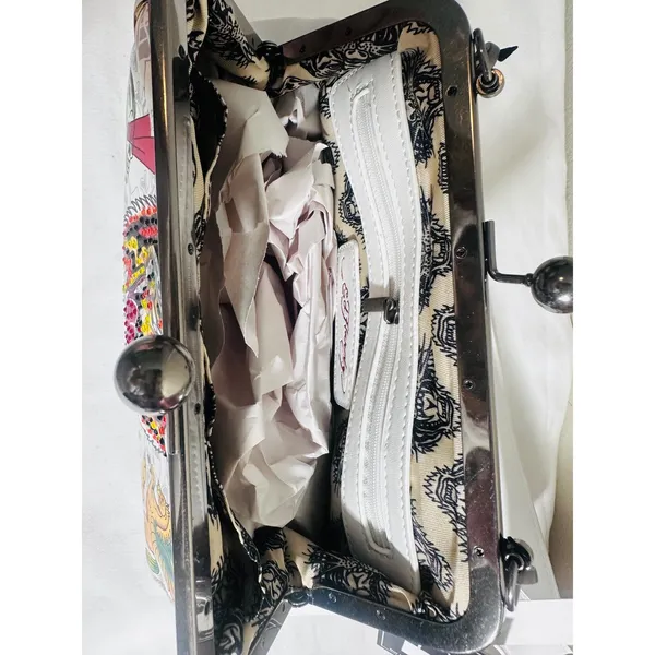 NWT Ed Hardy Tiger Kiss Lock Shoulder Bag Y2K Tattoo‎ Rhinestone Bling Purse - Image 7