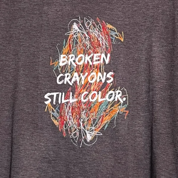 Broken Crayons Still Color. Long Sleeve Tee. Gray. 
Size Small. - Image 5