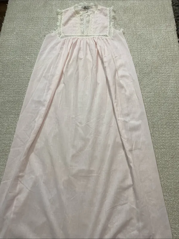 Vintage Christian Dior Lingerie Pink Lace Coquette Long Nightgown 70s 80s Size S - Image 10
