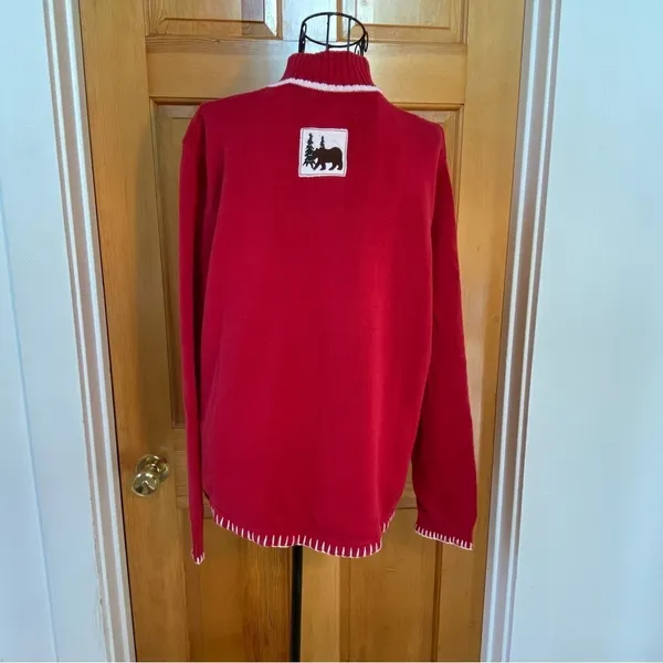 Vintage Breckenridge Grandma 1/4 Zip Turtleneck Fir Tree Sweater Red Size XL - Image 11