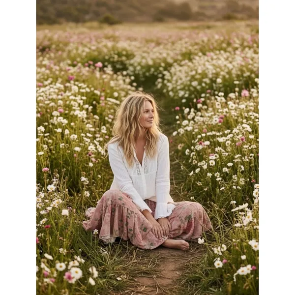 Free People Ethereal Dainty Cottage Bordeaux Floral Maxi Skirt Size XS - Image 12