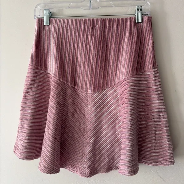 Free People Adorable Pink Camden Velvet Ribbed Mini Skirt‎ Elastic Waist - Image 4