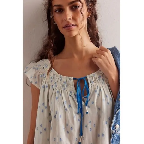 Free People Jules Cotton Embroidered Tunic White Size Small Bohemian Cottage - Image 3