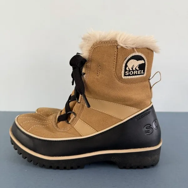 Sorel‎ Tivoli II Curry Tan Suede Faux Fur Lined Waterproof Winter Snow Boots - Image 5