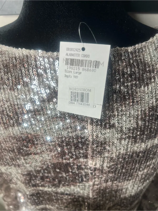 Free People gold rush long sleeve sequins top large NWT - Image 7