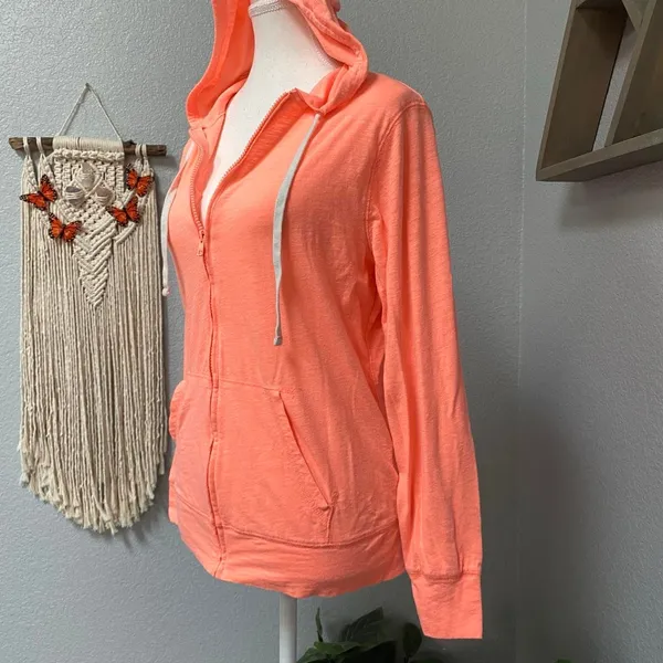 Old Navy Coral Orange Zip Up Hoodie Activewear Gym Workout Comfy Casual Basic - Image 2