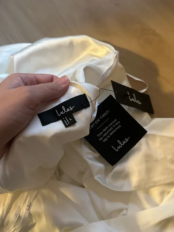 LULU’S Beyond Classy White Satin Halter Mini Dress - Image 5