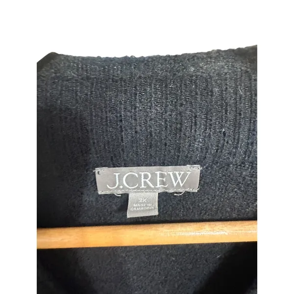 J. Crew women's Black Rollneck supersoft‎ yarn Mock Neck Merino Wool Sweater 2X - Image 4