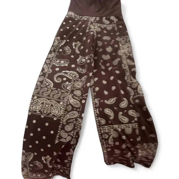 Brown Bandana Paisley Flare Leggings XXS NWT - Image 2