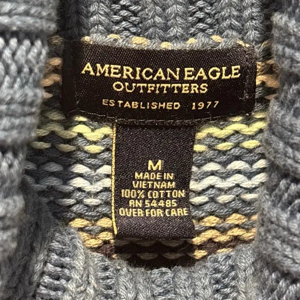 American Eagle Vintage Striped Chunky Knit Turtleneck Sweater - Medium - Image 2