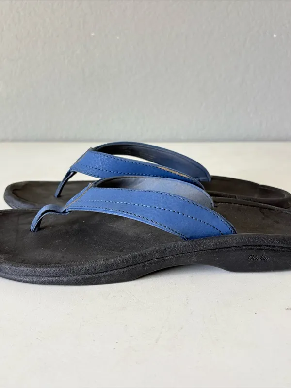Olukai Ohana flip flops Sandals Blue Black Women’s Size 9 - Image 5