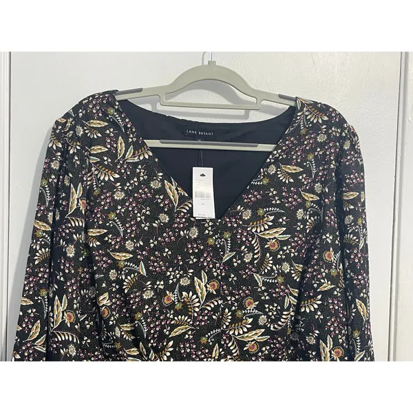 Lane Bryant Babydoll Blouse Size 18 Floral Glitter Whimsygoth Boho Office NWT - Image 3