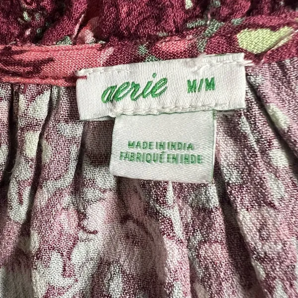 Aerie Floral Printed Long Sleeve Mini Dress Medium Women’s Pink 1172 - Image 4