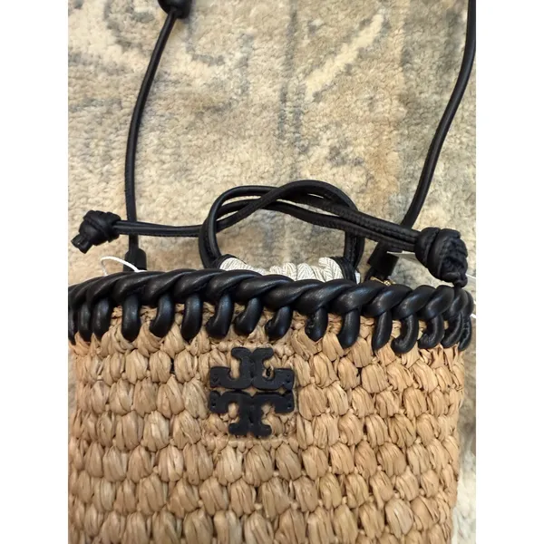 Tory Burch Emmerson Raffia Bag Cross Body Toffee Crunch NWT - Image 7
