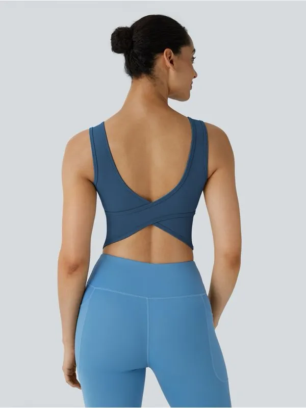 Halara Electric Blue U Neck Crossover Barre Ballet Tank Top Small NWT - Image 2