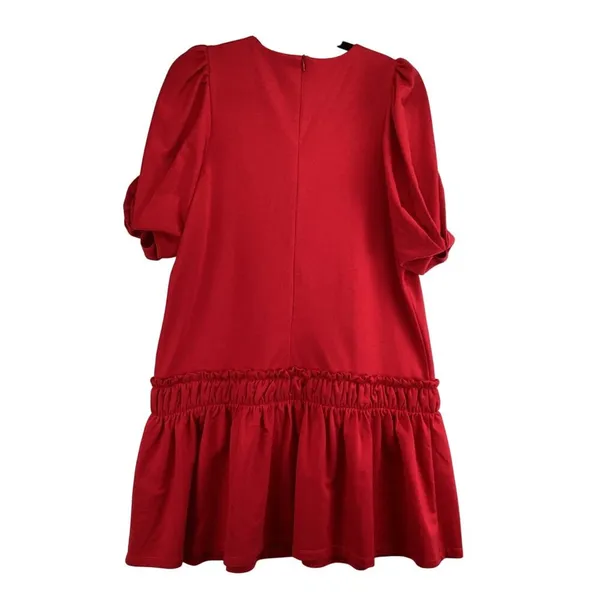 English Factory Red Dress Size Large Puff‎ Sleeve Mini Ruffle Hem stretch - Image 6