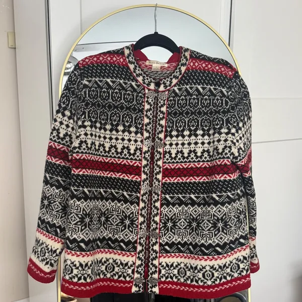 Susan‎ Bristol Women's Nordic Fair Isle Wool Cardigan Button Front L Apres-Ski - Image 4