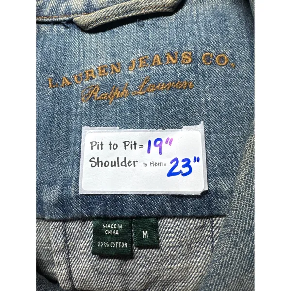 Lauren Jeans Co‎ Denim Jacket Distressed Light Wash Button Front Women's M - Image 2