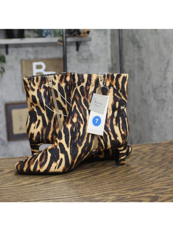 NWT A New Day Womens Tigris Boots Ankle Block Heel 94568626 Tiger Print Brown 7M - Image 7