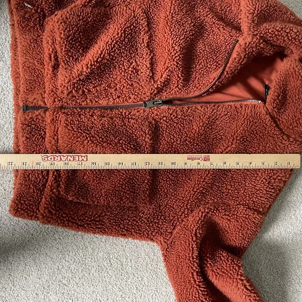 Urban Outfitter Teddy Bear Jacket Coat Burnt Orange Sherpa Full-Zip Womens Small - Image 10