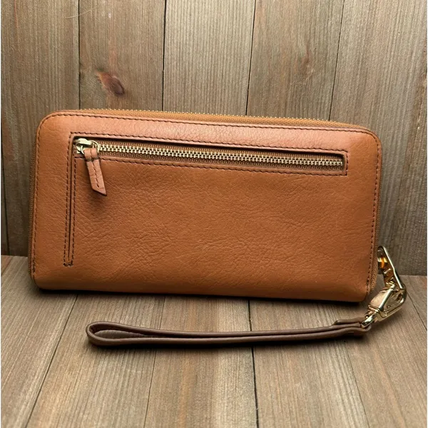 Fossil Wristlet‎ Tan Pink Red Salmon w/ Tons of Card Slots - Image 2