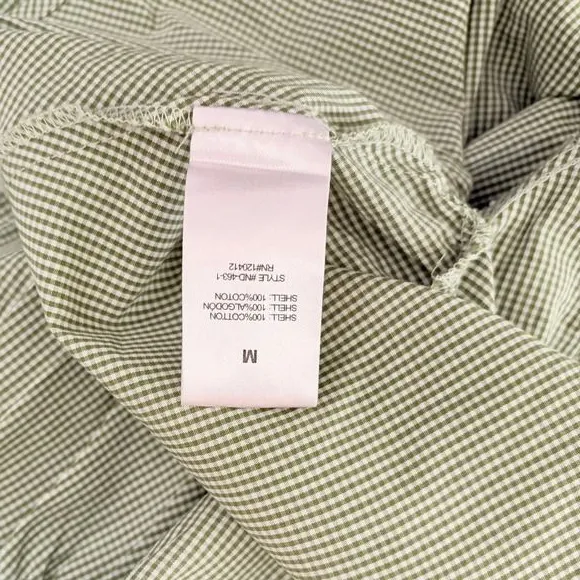 NIA Silvana Green White‎ Gingham Babydoll Dress Tiered Mini Summer Puff Medium - Image 10