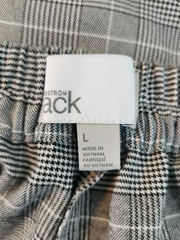 Nordstrom Rack Black and White Plaid Pull-On Ankle Pants Size Large - Image 9