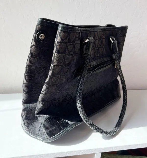 Brighton Black Canvas with Leather Detail Purse - Image 3