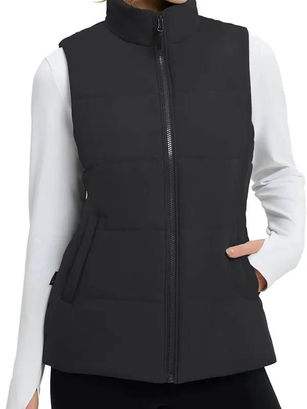 Baleaf Women's Black Quilted Puffer Vest with Stand Collar - Image 2