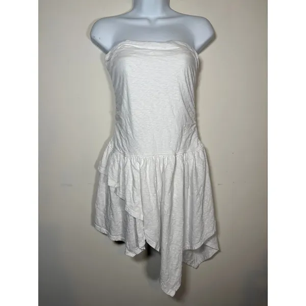 Free People FP Beach Strapless Asymmetrical Mini Dress White Festival Boho XS - Image 2