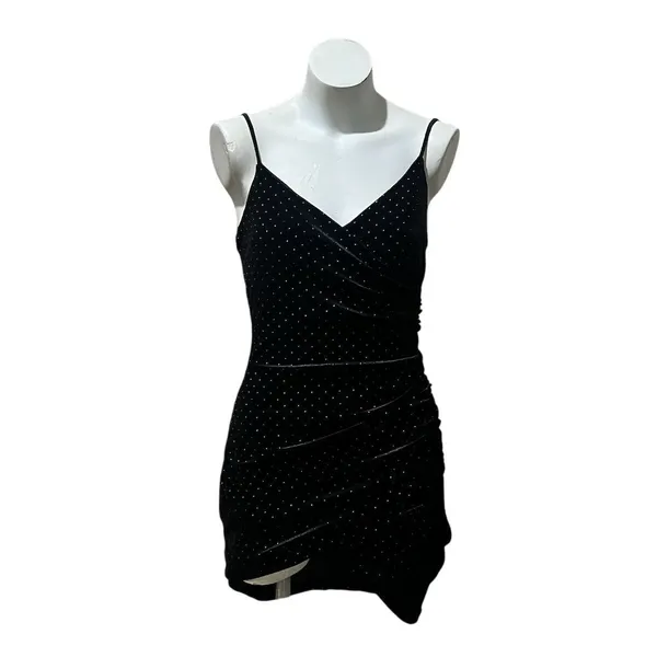 Lulus Women's Black Velvet Studded Bodycon Mini Dress Size S Party - Image 7