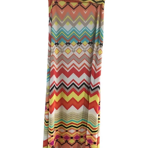 Maxi Skirt Multicolor Zigzag Size Medium Gold - Image 5