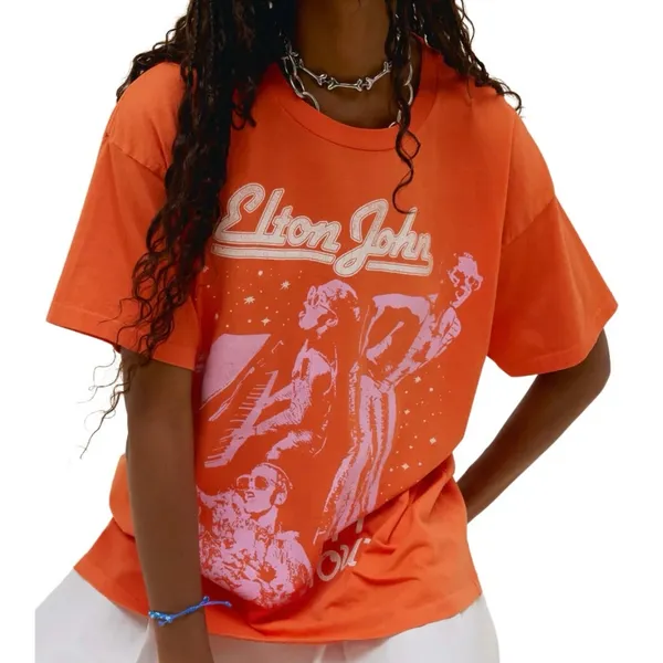 DAYDREAMER Elton John 1977 Tour Tee in Tiger Lily, Size L New w/o Tag MSRP $88 - Image 3
