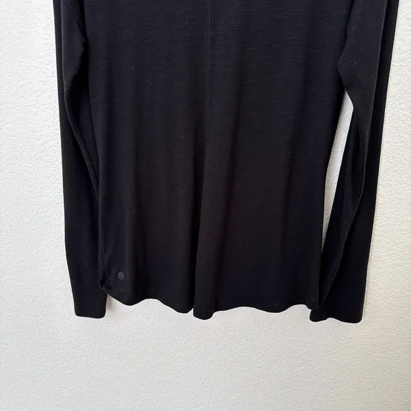 [Zella] Heathered Black Amare Ruched Front V-Neck Long Sleeve T-Shirt Sz Medium - Image 6