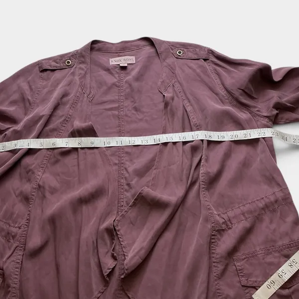 Knox Rose Mauve Utility Jacket Open Front Draped Lyocell Boho Purple Medium - Image 6