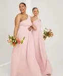 Six Stories One Shoulder Pleated Waist Chiffon Bridesmaid Dress - Peony Pink - 12 - Image 2