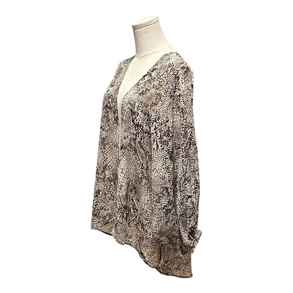 Vince Camuto Snakeskin Print Open Front Chiffon Cardigan - Image 3