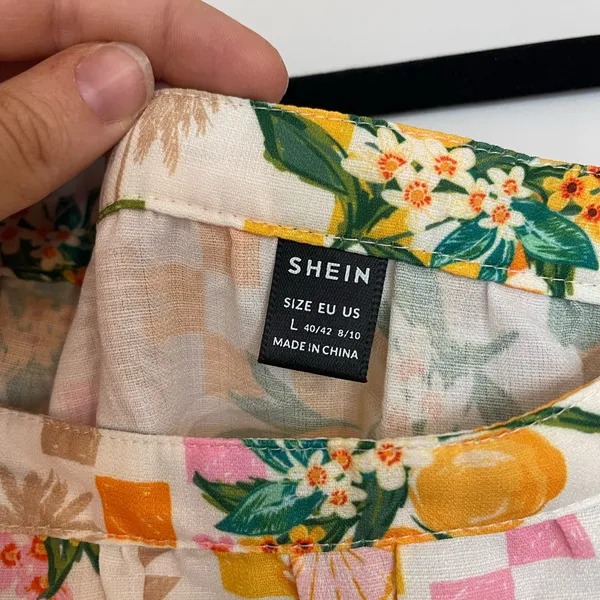 SHEIN Multicolor Checkered Floral Crop Top - Image 3