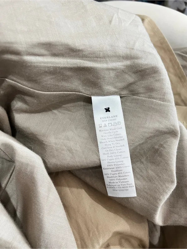 Everlane The Cotton Modern Trench Coat Size XXS Khaki Tan Cornstalk Lined - Image 14