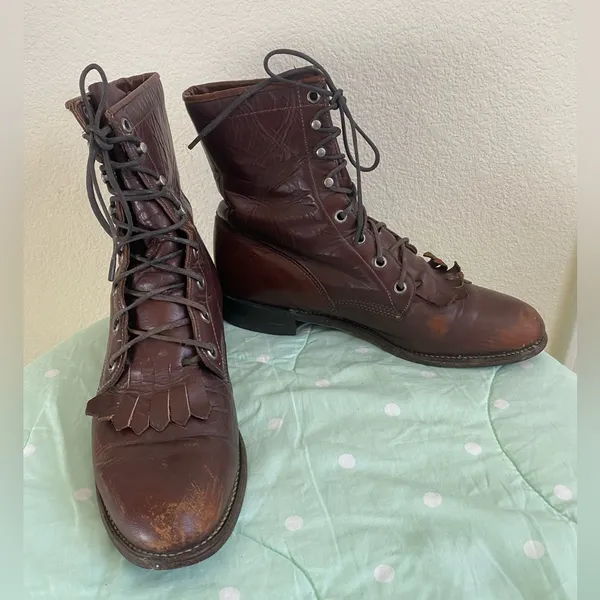Justin Boots Style L0641 Lace Up Boots Women’s size 7B - Image 2